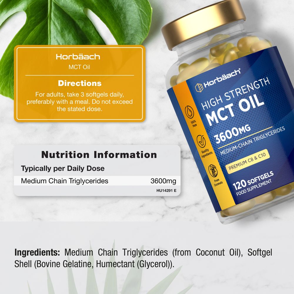 MCT Oil 3600 mg | C8 & C10 | 120 Softgels