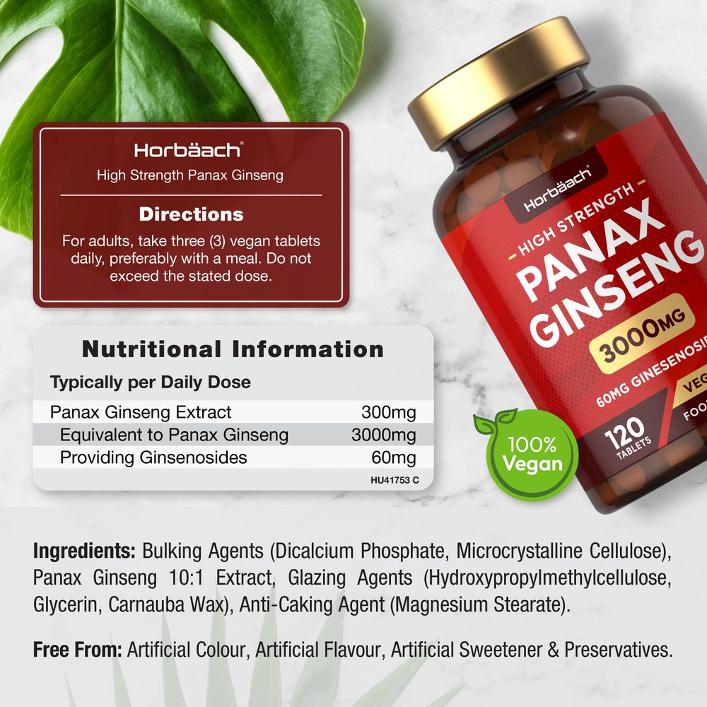 Panax Ginseng 3000 mg | 120 Tablets