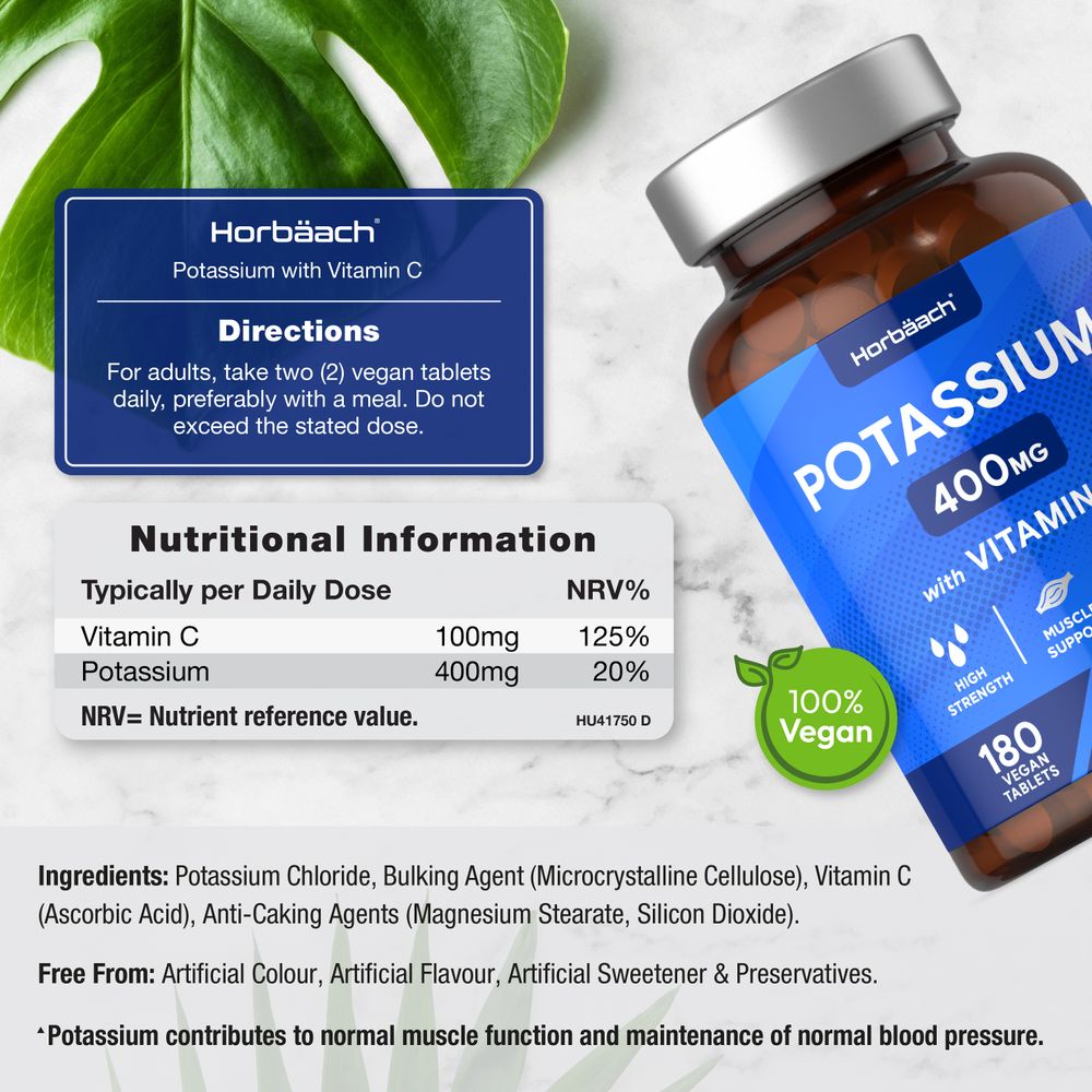 Potassium 400 mg with Vitamin C | 180 Tablets