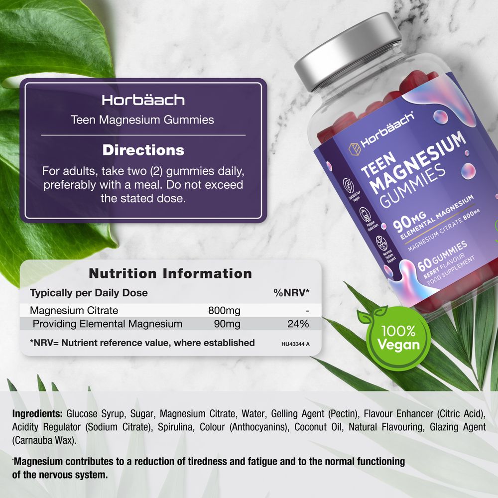 Magnesium for Teens 90 mg | 60 Gummies