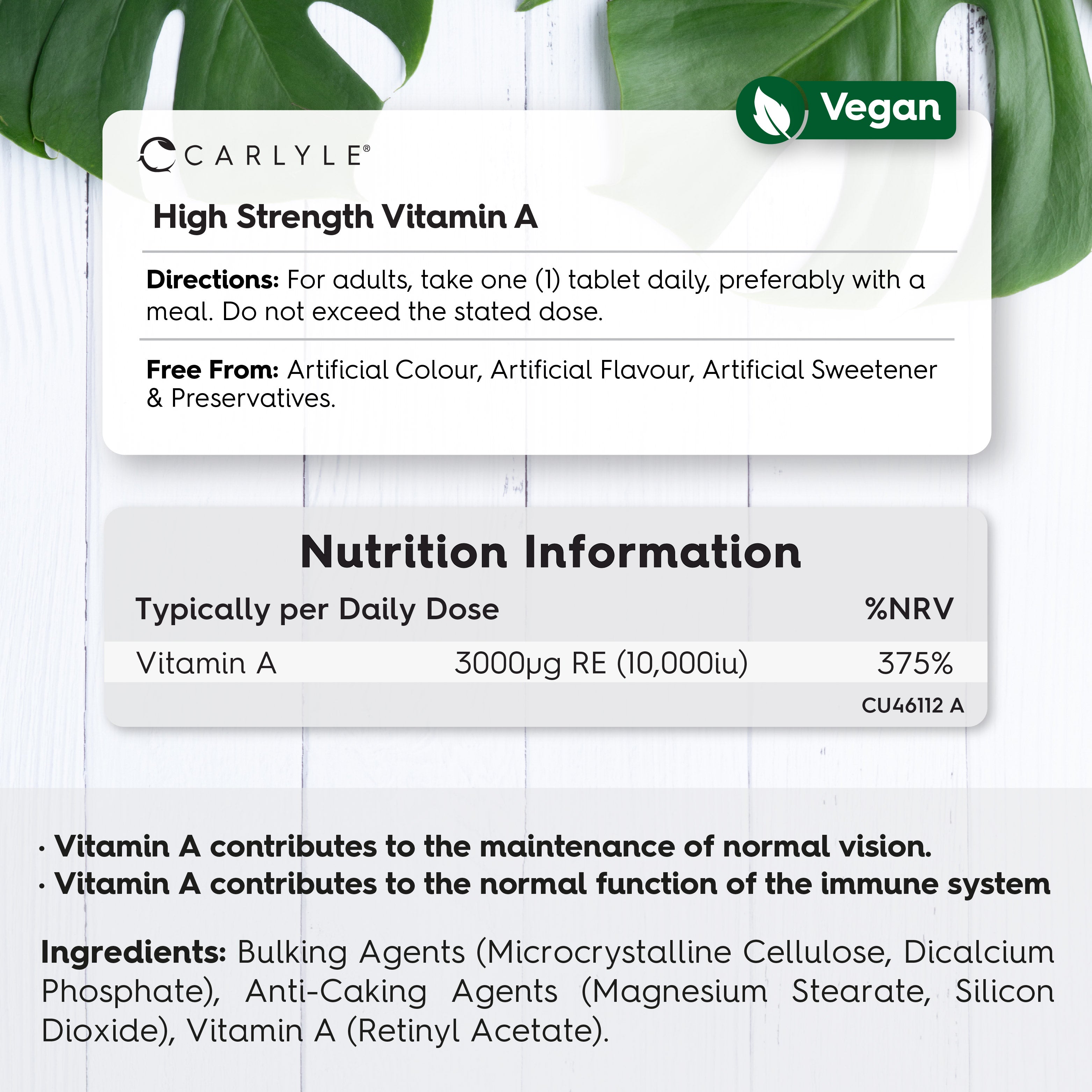 Vitamin A 10,000 IU | 365 Tablets