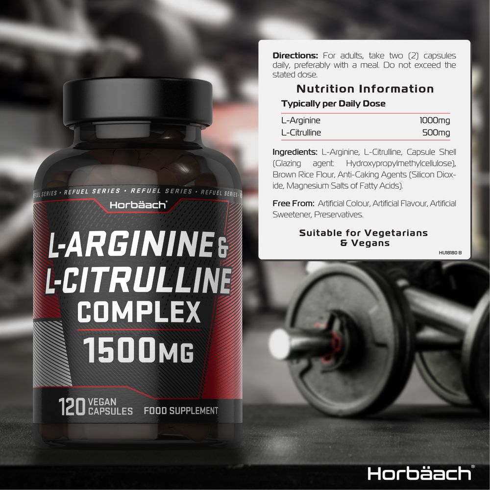L-Arginine 1000 mg and L-Citrulline 500 mg | 120 Capsules