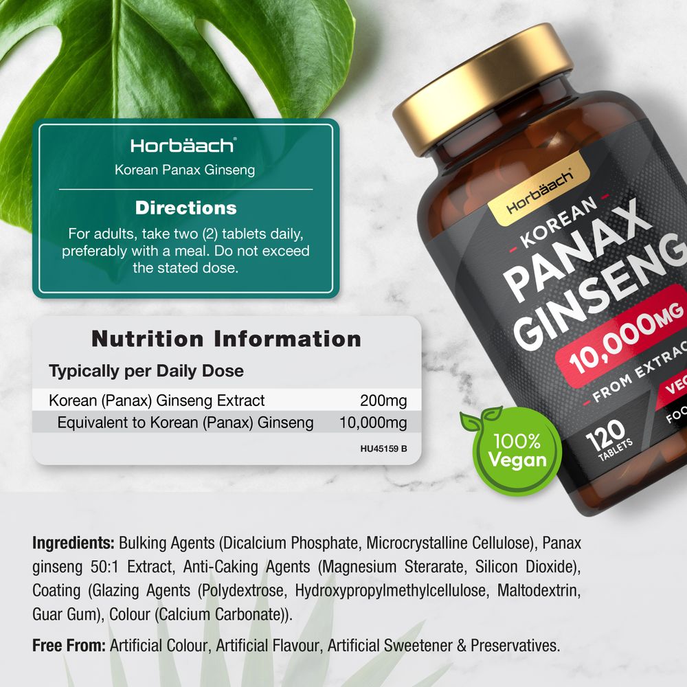 Panax Korean Ginseng 10,000 mg | 120 Tablets