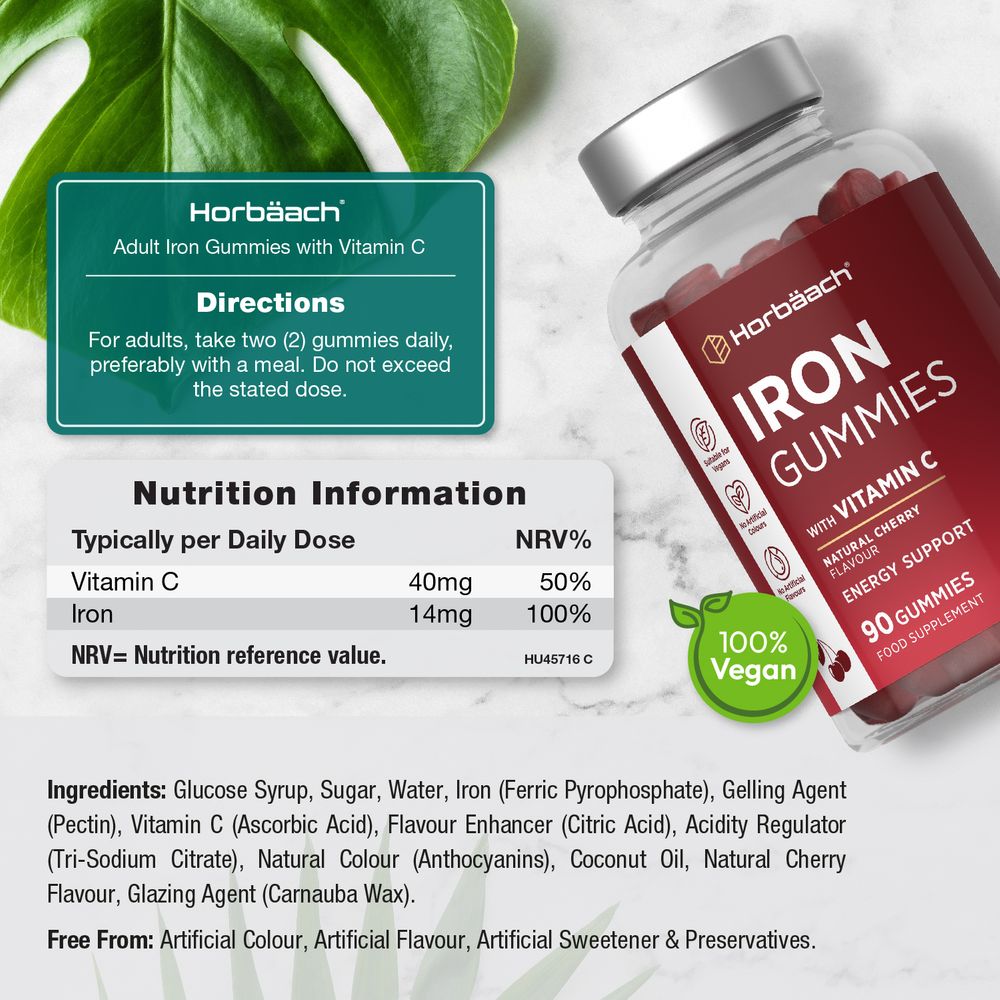 Iron 14 mg with Vitamin C | 90 Gummies