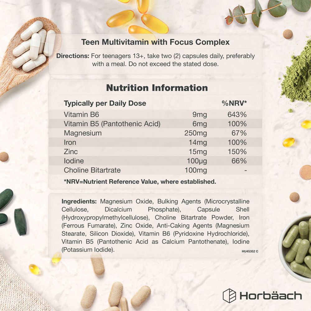Multivitamins with Focus Complex for Teens | 180 Capsules