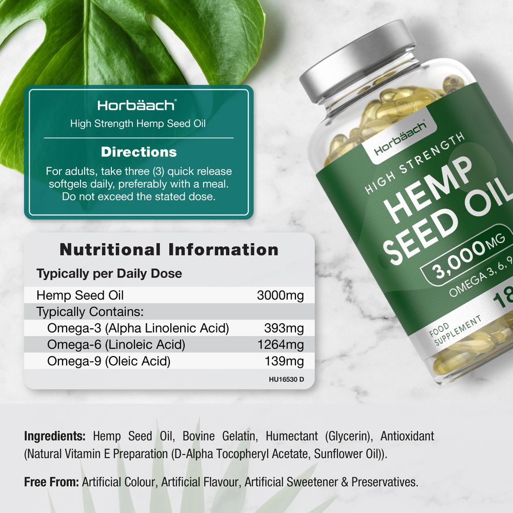 Hemp Seed Oil 3000 mg | 180 Softgels
