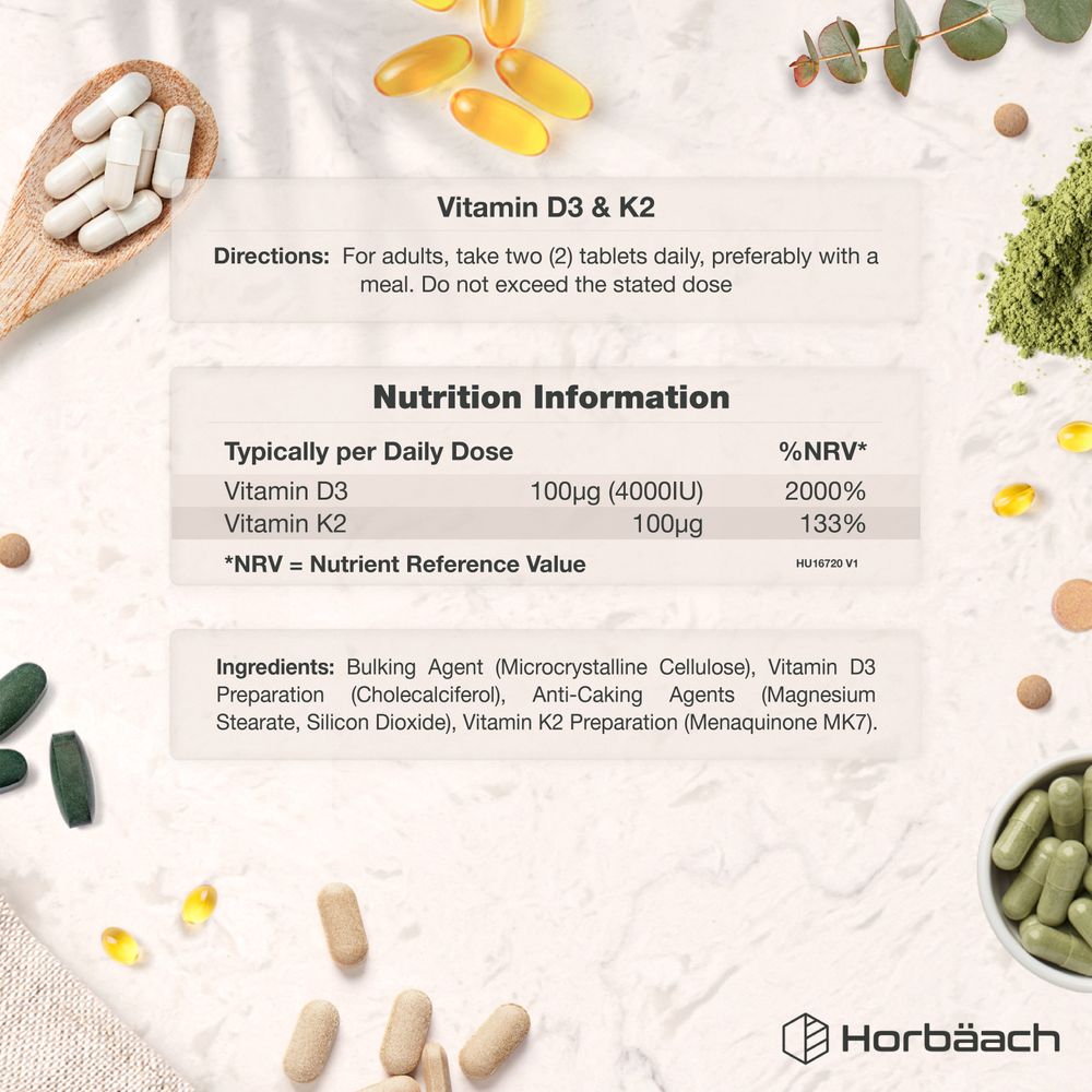 Vitamin D3 4000 IU & K2 MK7 100 µg | 365 Tablets