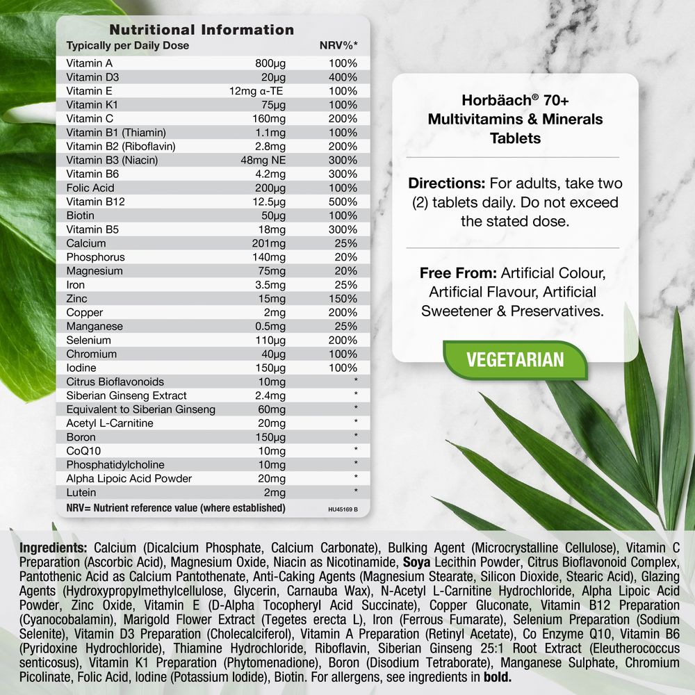 Multivitamins and Minerals for Adults 70 Plus | 90 Tablets