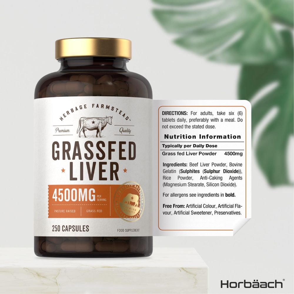 Grass Fed Beef Liver 4500 mg | 250 Capsules
