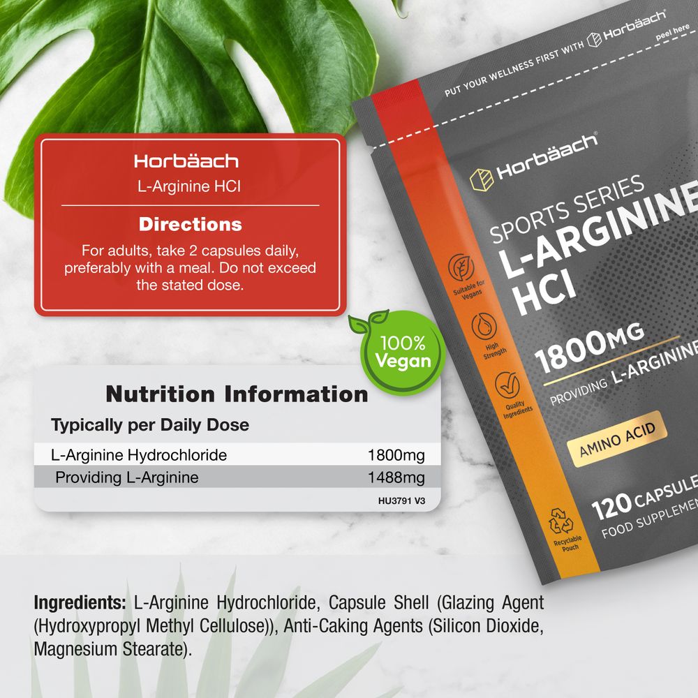 L-Arginine HCI 1800 mg | 120 Capsules
