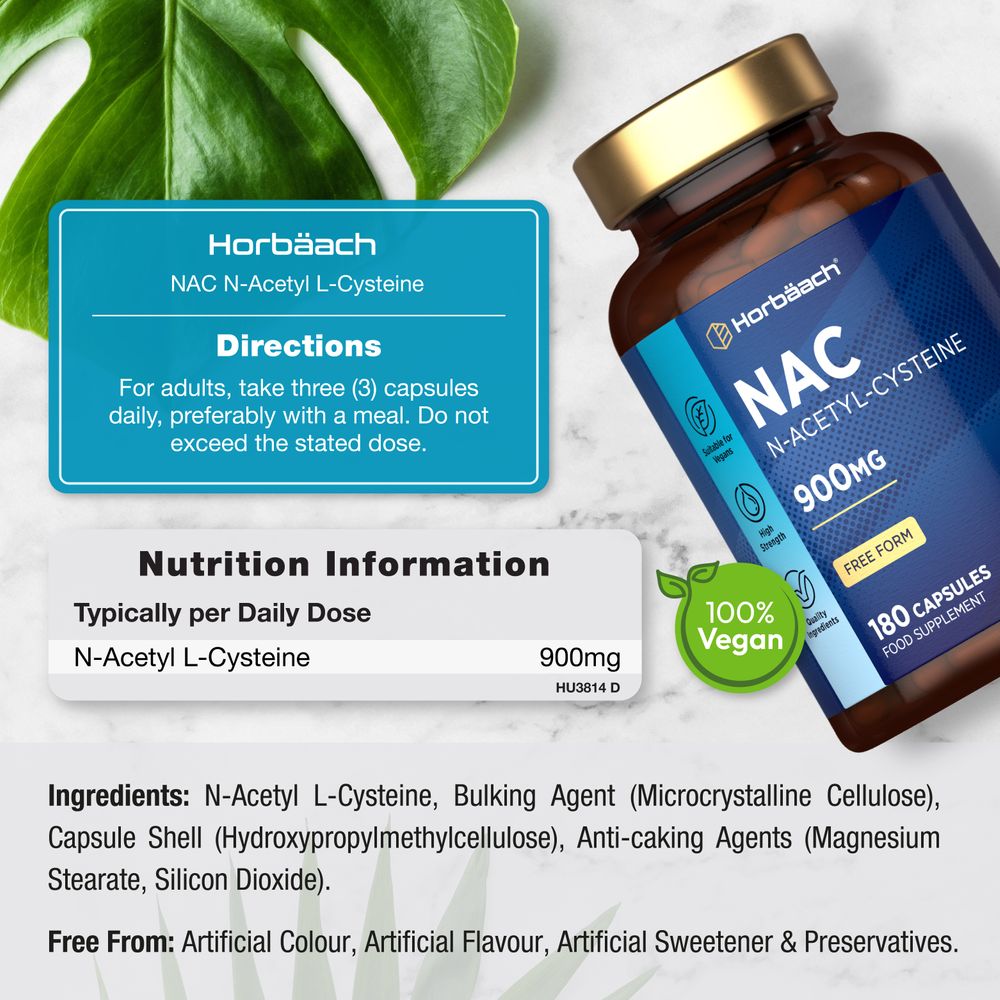 NAC N-Acetyl-Cysteine 900 mg | 180 Capsules
