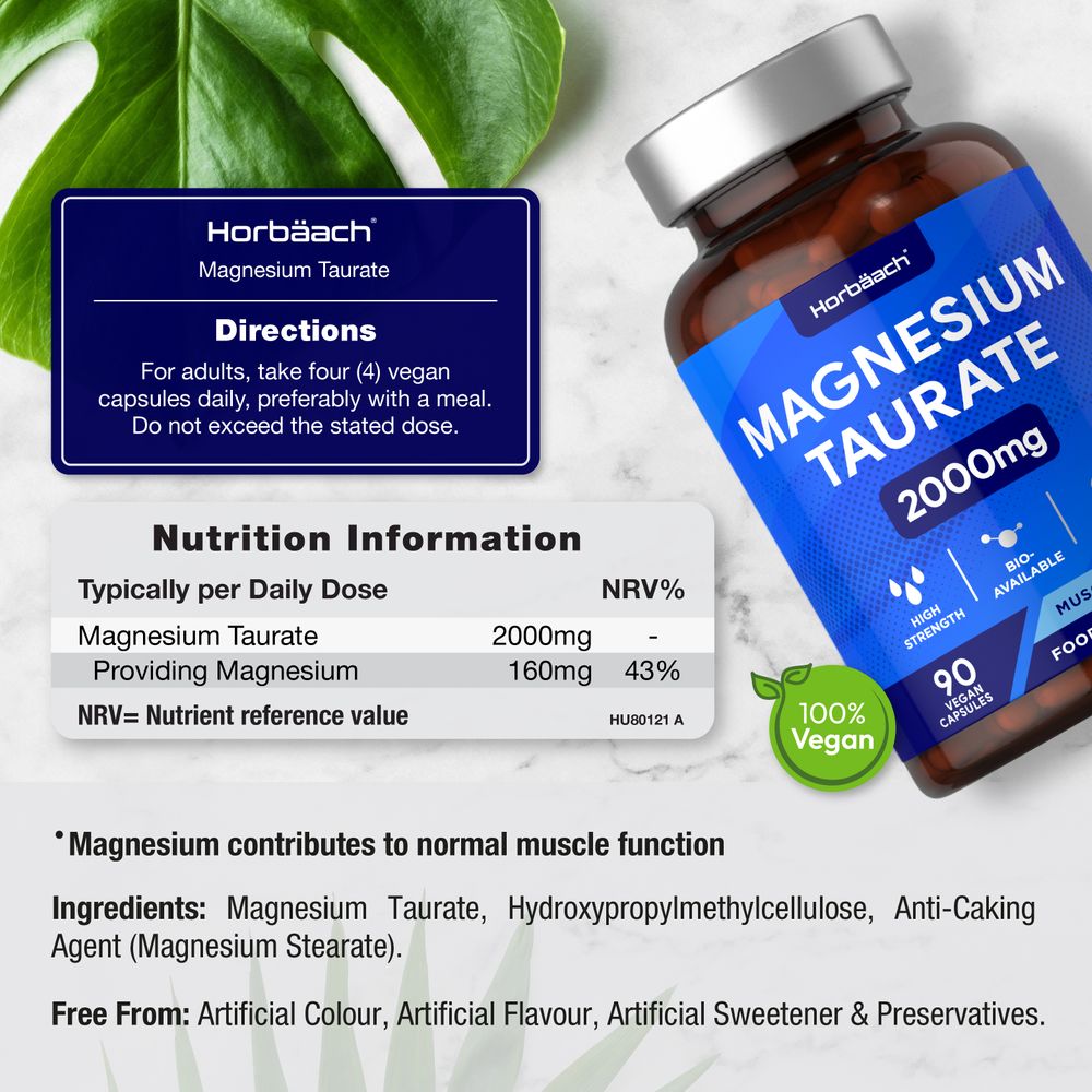 Magnesium Taurate 2000 mg | 90 Capsules