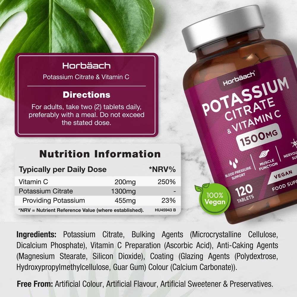 Potassium Citrate 1500 mg with Vitamin C | 120 Tablets