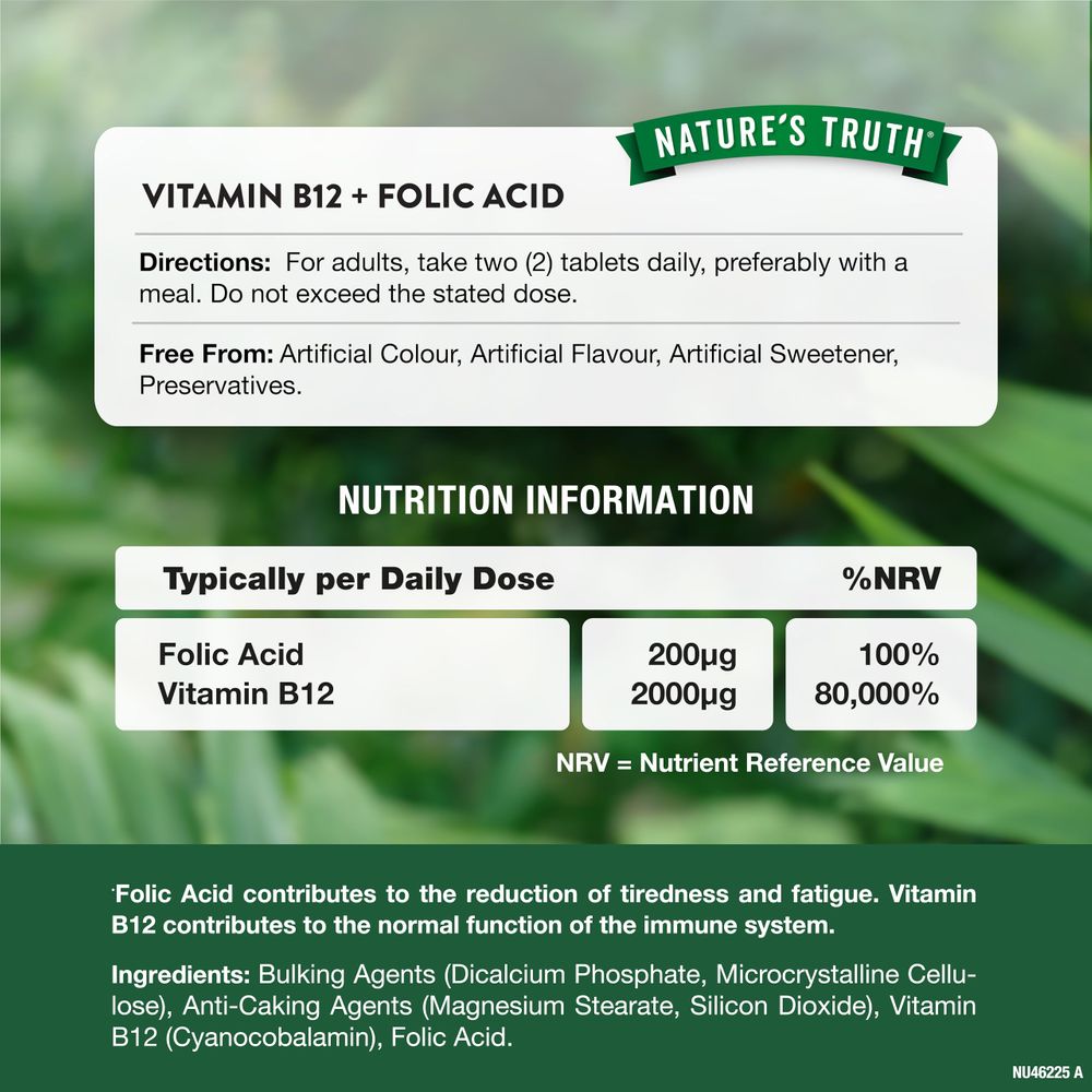 Vitamin B12 with Folic Acid | 60 Tablets