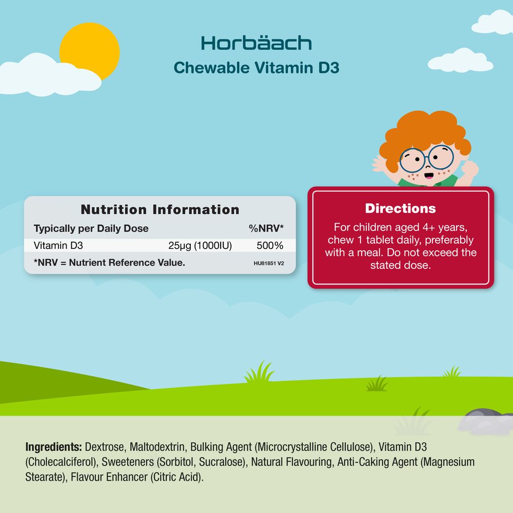 Vitamin D3 for Kids 1000 iu | 120 Chewable Tablets