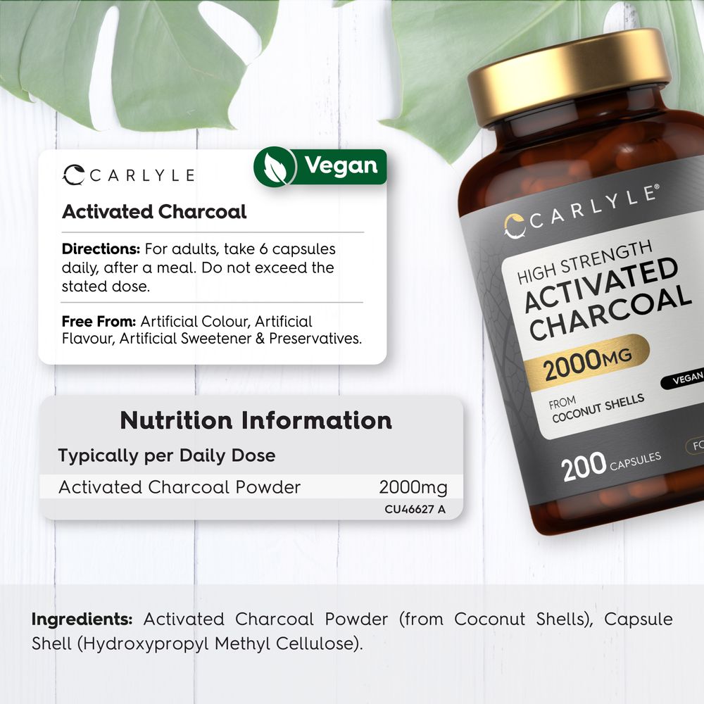 Activated Charcoal 2000 mg | 200 Capsules