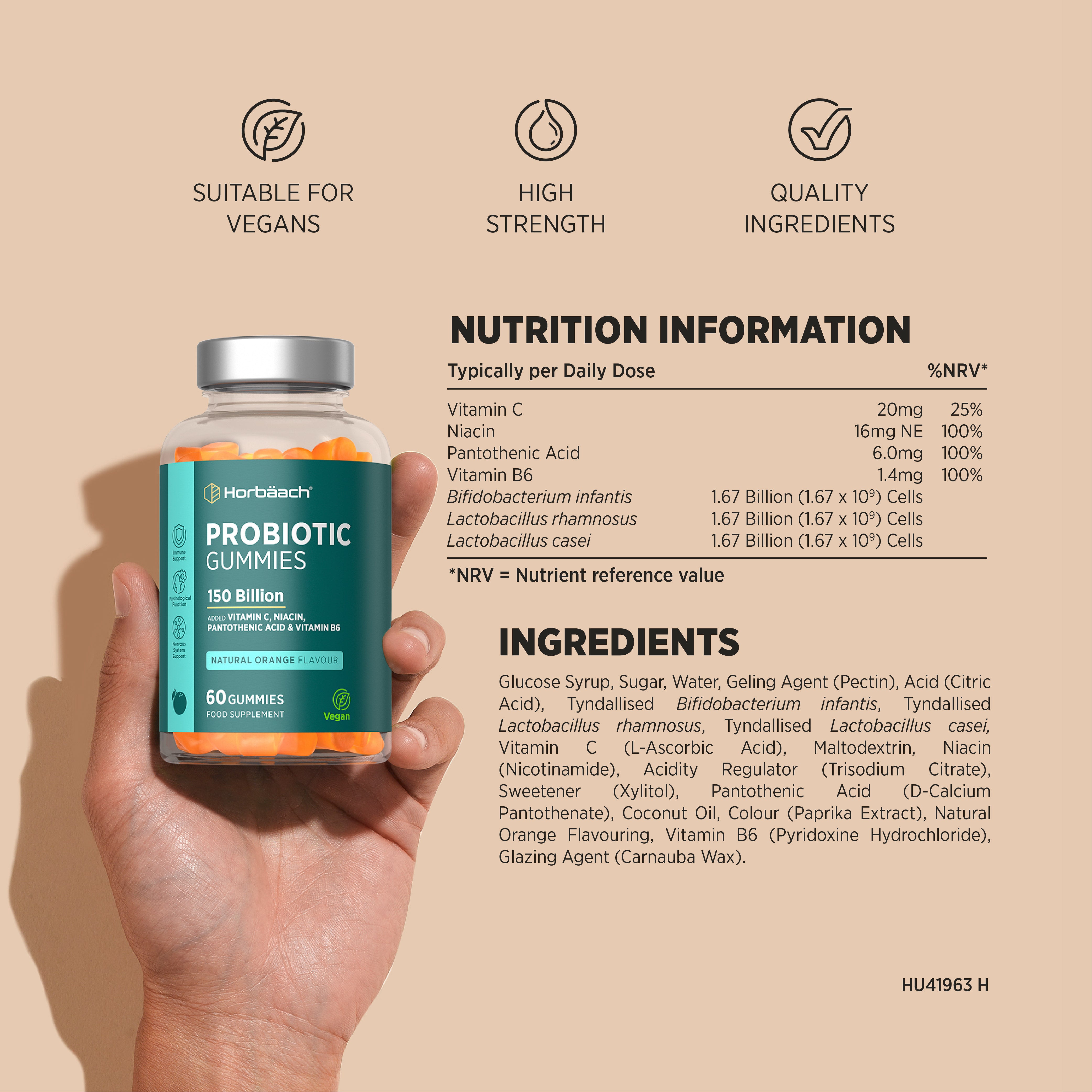 Probiotic Gummies for Adults | 150 Billion CFU | 60 Gummies