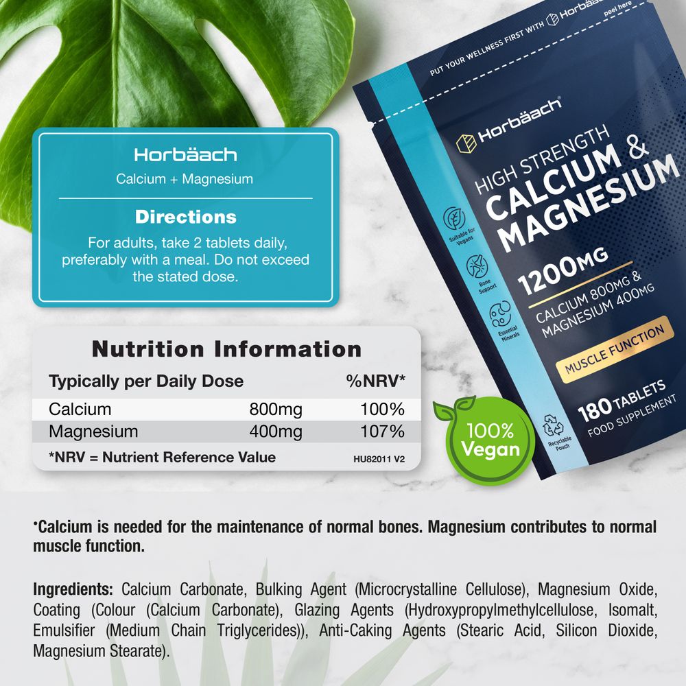 Calcium and Magnesium 1200 mg | 180 Tablets