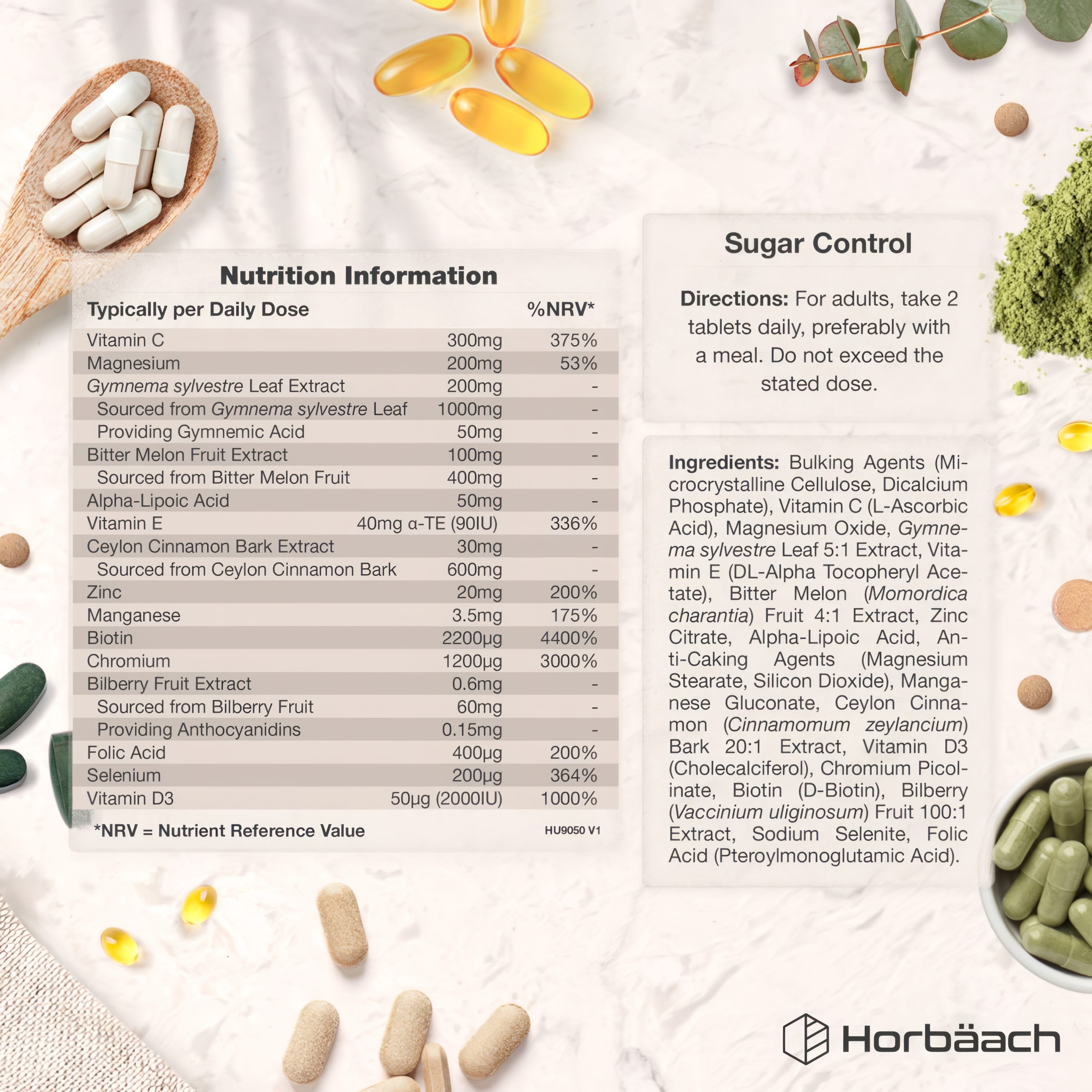 Sugar Steady Formula 90 Tablets Supplement Facts panel shown.