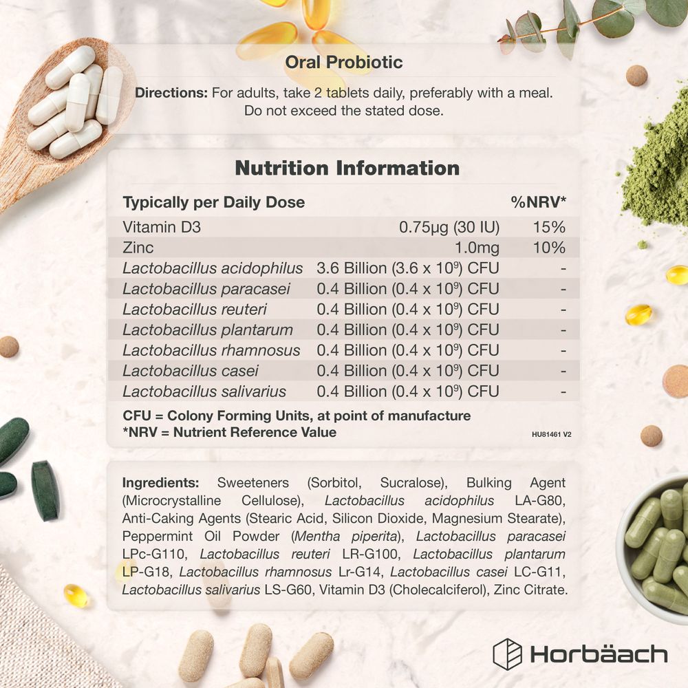 Oral Biotics 6 Billion CFU | 60 Chewable Tablets