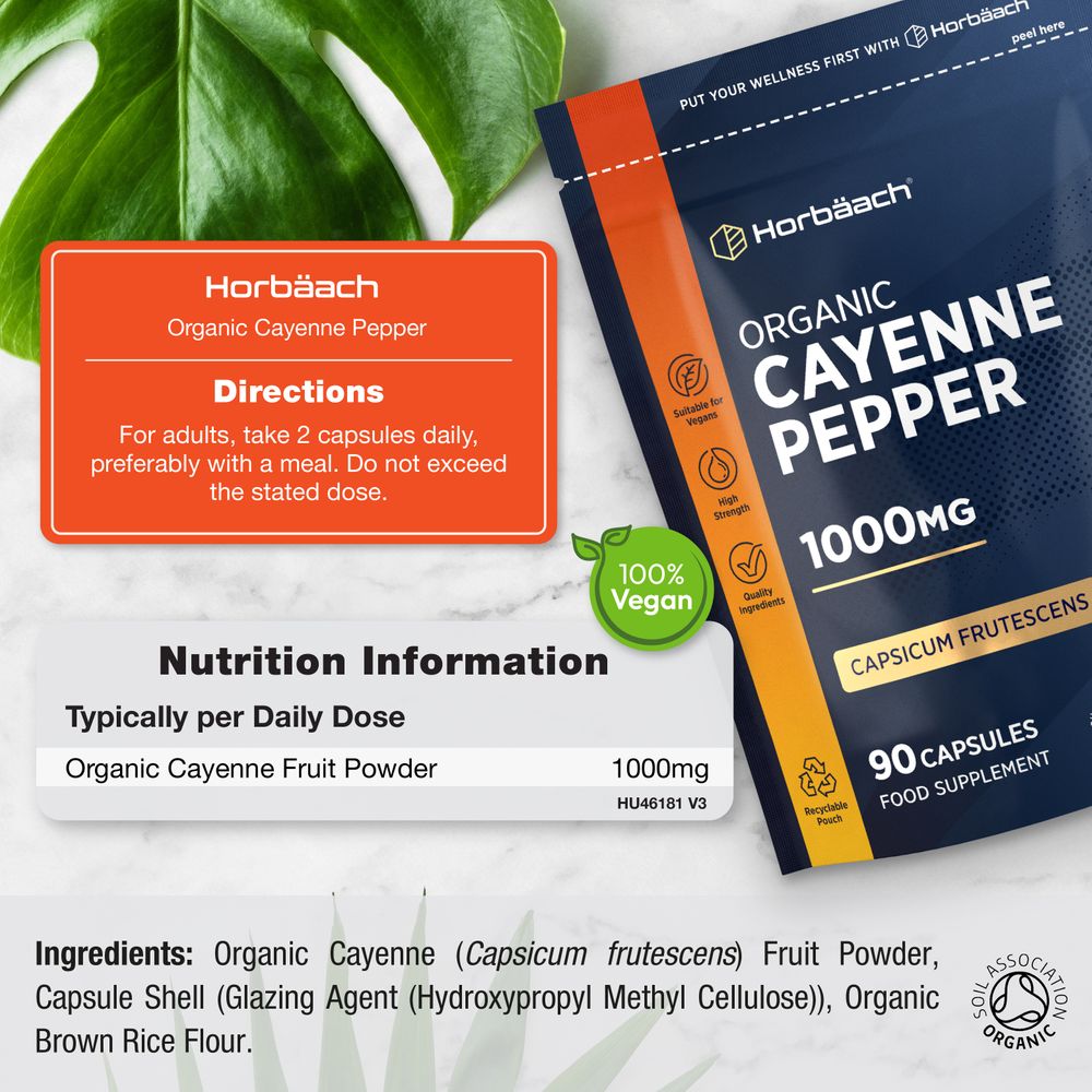 Cayenne Pepper 1000 mg | Organic | 90 Capsules