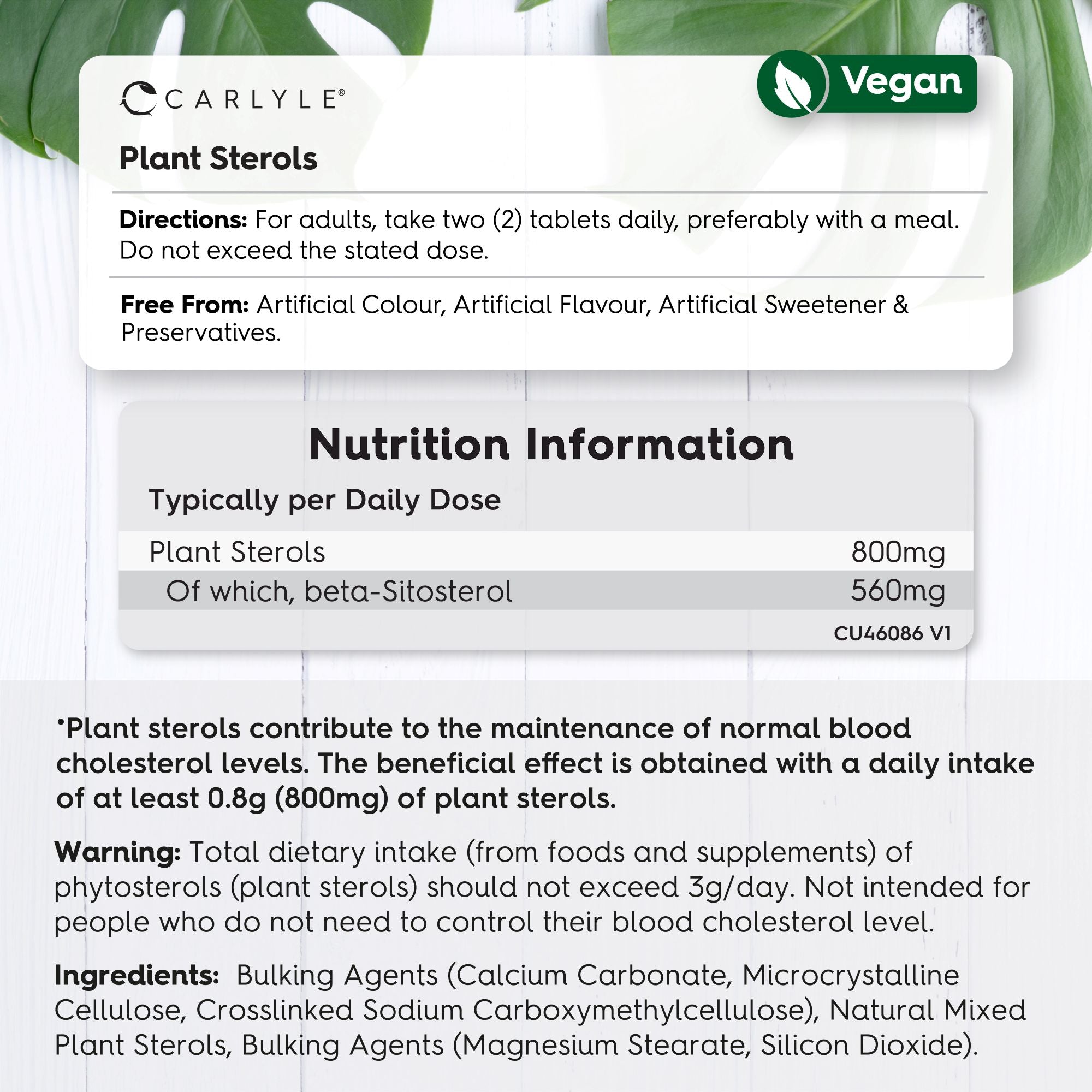 Plant Sterols 800 mg | 90 Tablets