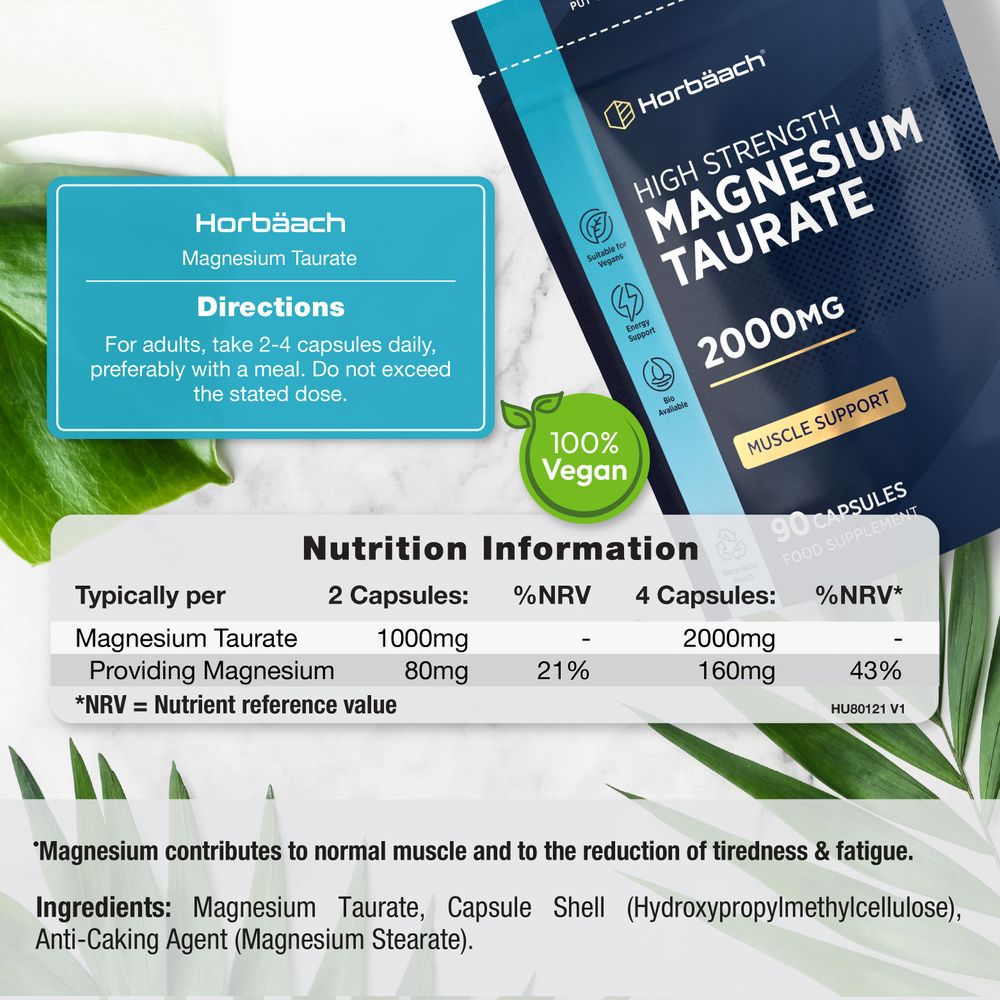 Magnesium Taurate 2000 mg | 90 Capsules