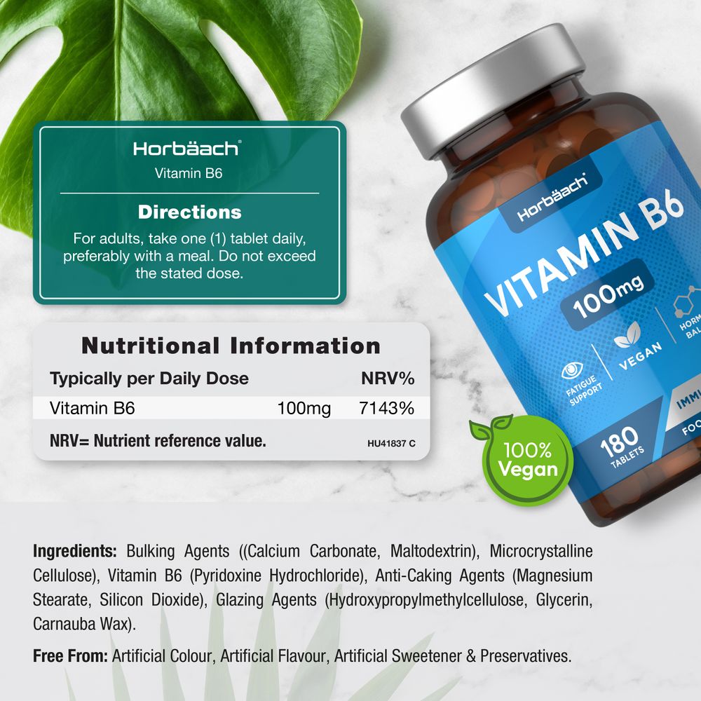 Vitamin B6 100 mg | 180 Tablets