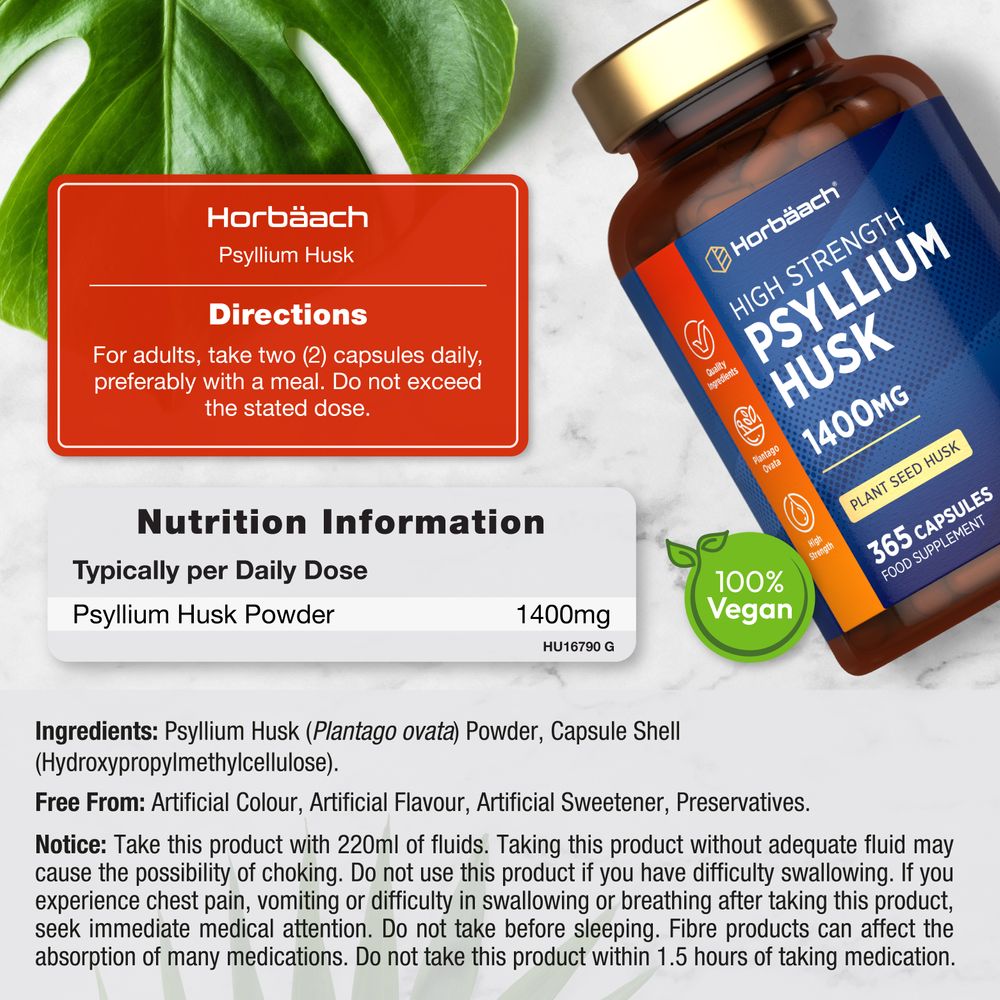 Psyllium Husk 1400 mg | 365 Capsules