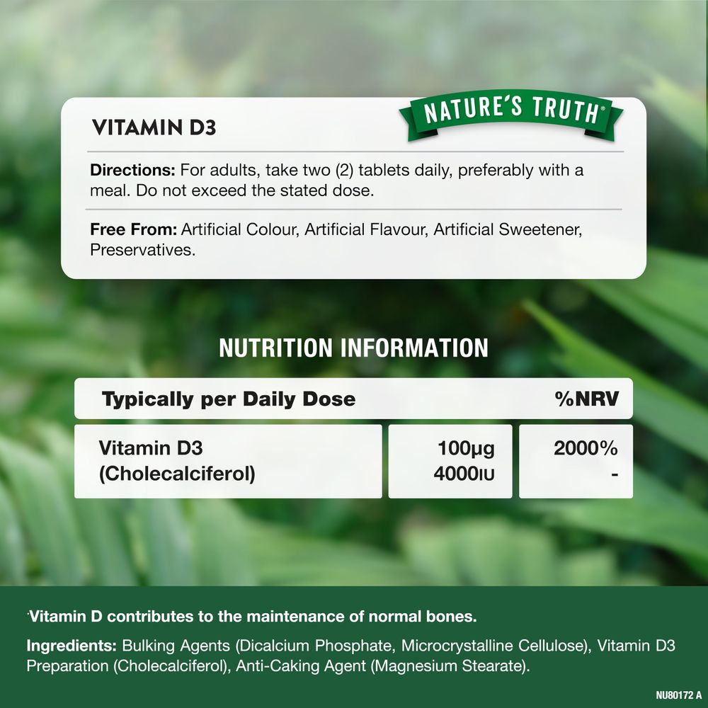 Vitamin D3 4000 iu | 60 Tablets