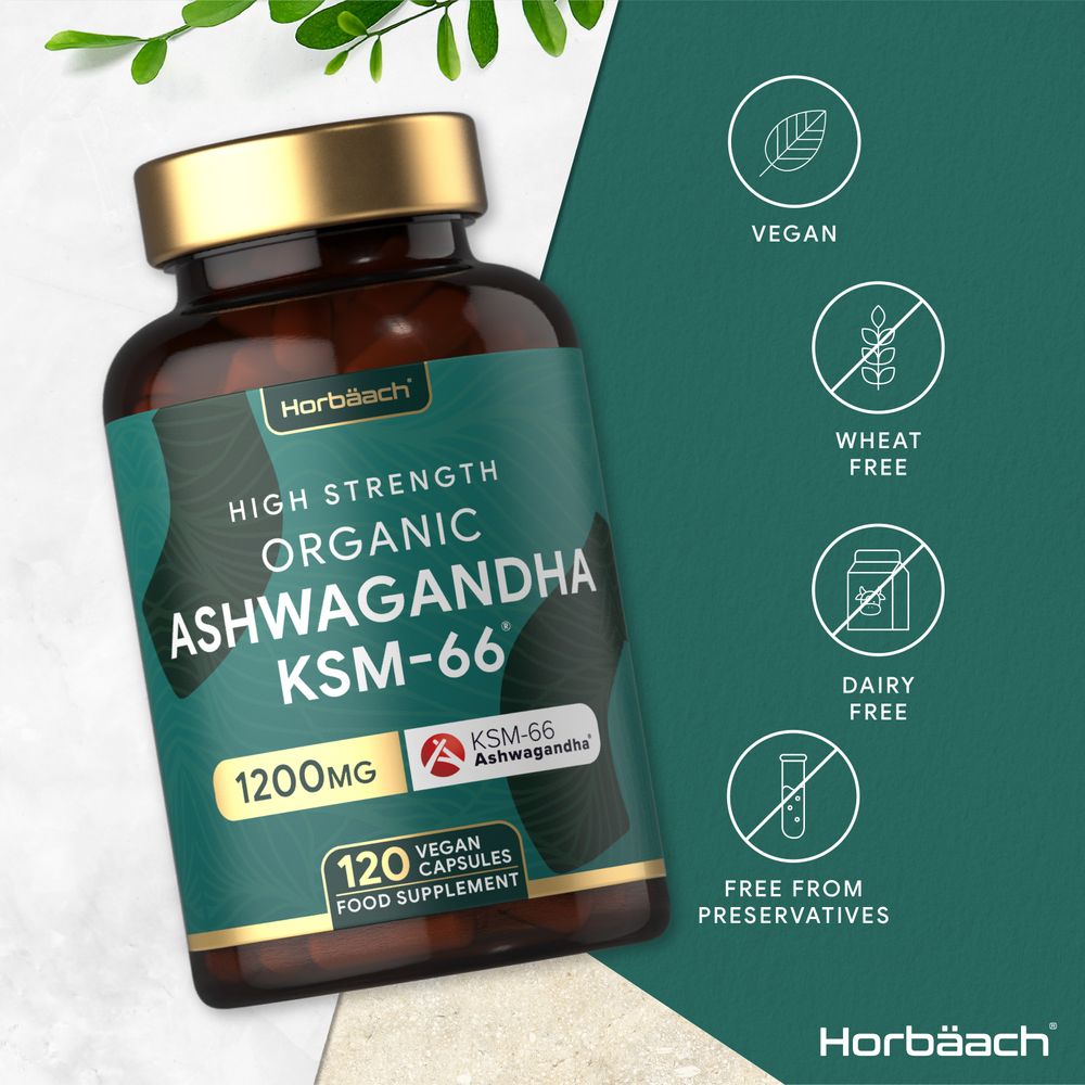 Ashwagandha KSM-66 1200 mg | Organic | 120 Capsules
