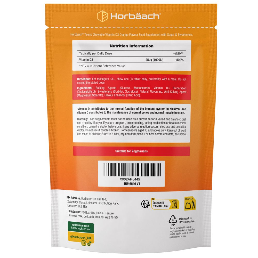 Vitamin D3 for Teens 1000 IU | 180 Chewable Tablets