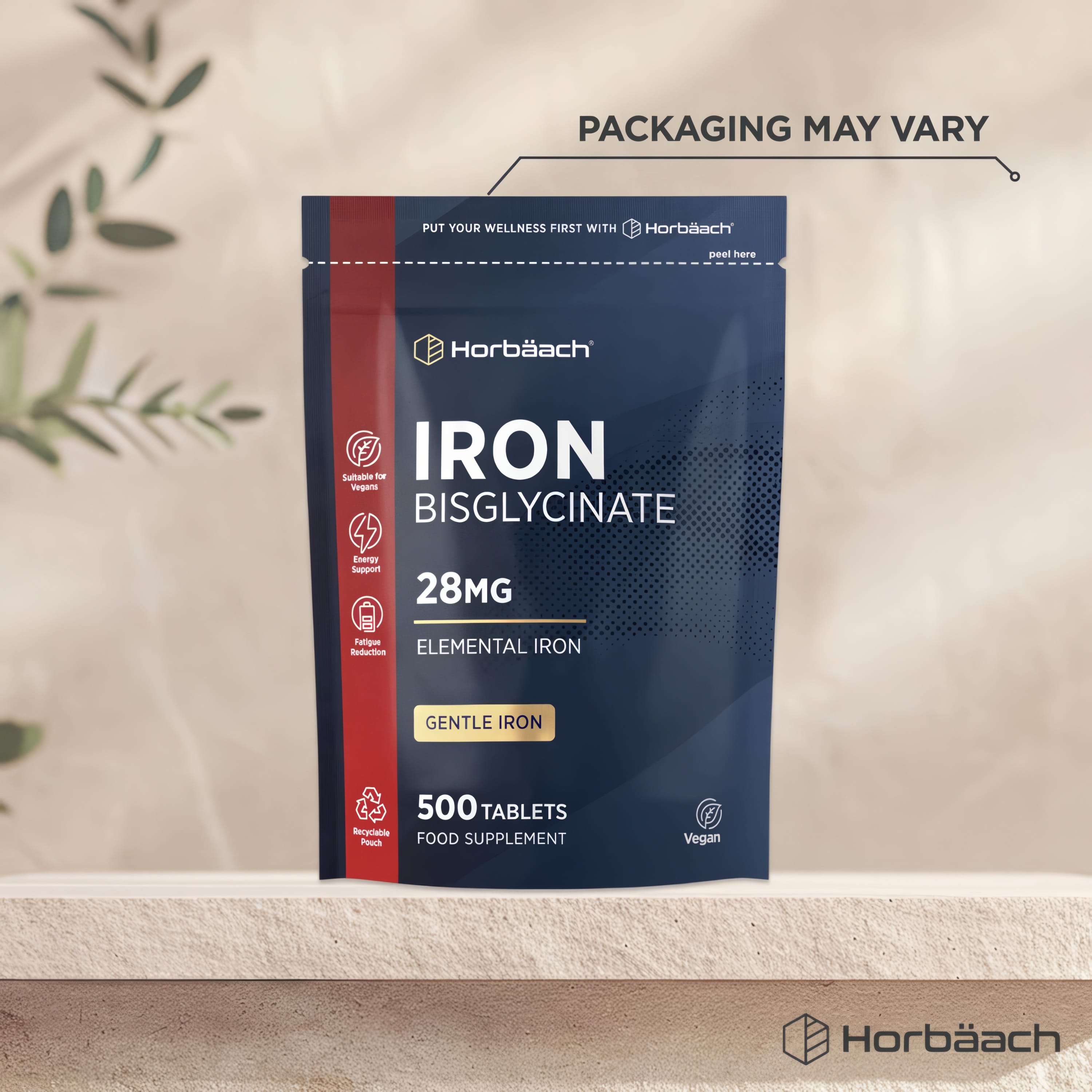 Iron Bisglycinate 28mg Elemental Iron, Gentle Iron, 500 Vegan Tablets. Supports energy and reduces fatigue.