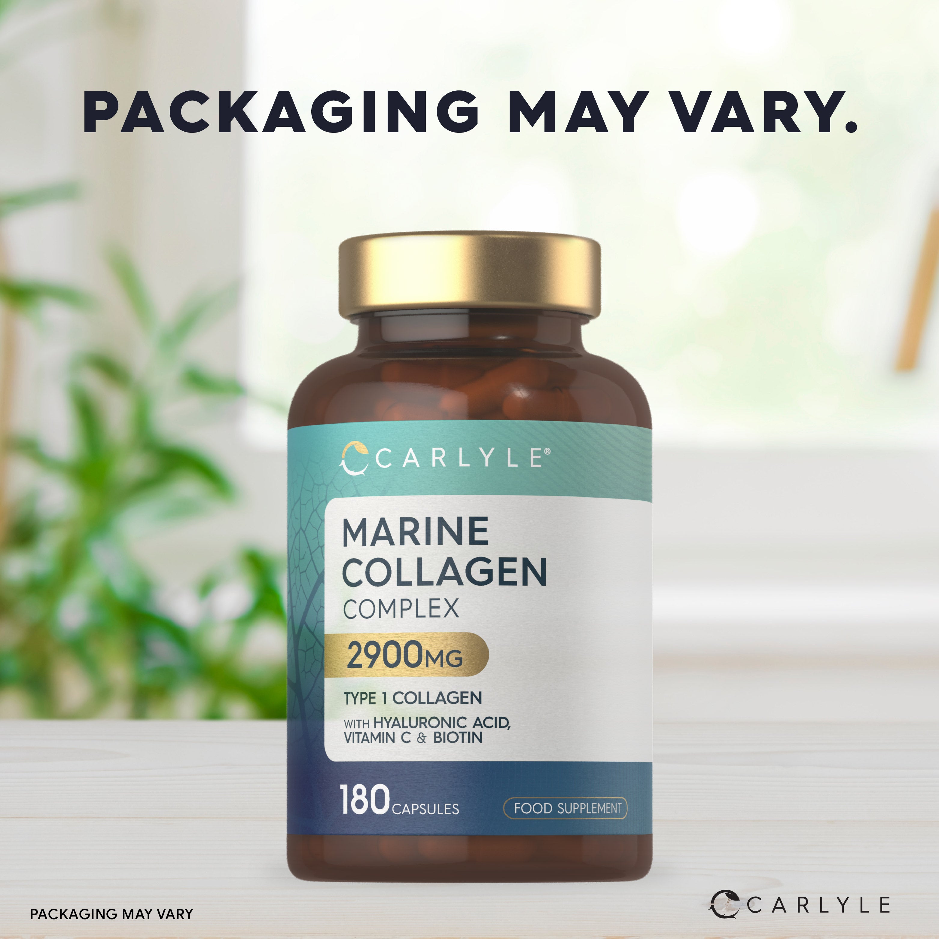 Carlyle Marine Collagen Complex 2900mg, Type 1 Collagen with Hyaluronic Acid, Vitamin C & Biotin, 180 Capsules, Food Supplement.