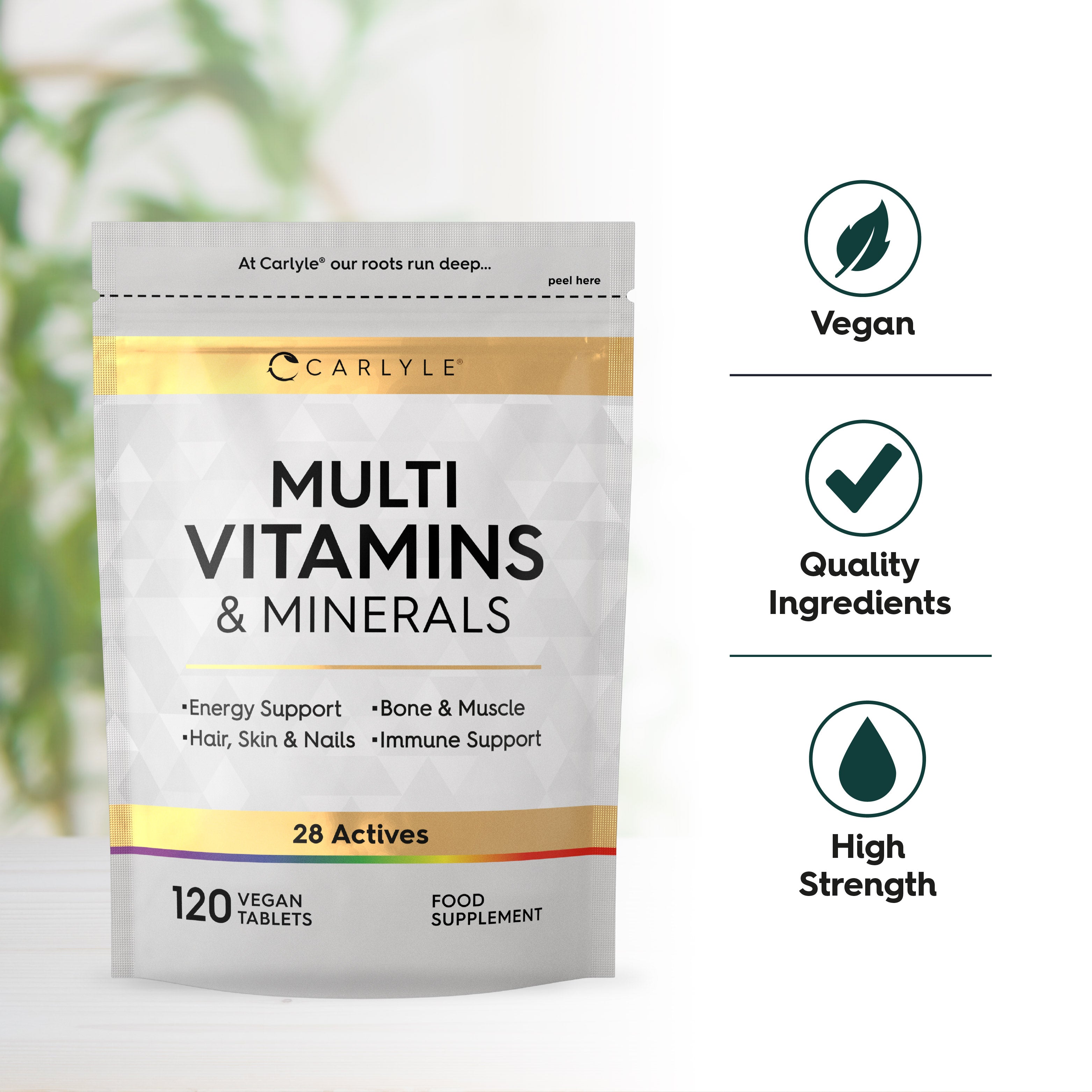 Vegan Multi Vitamins & Minerals: 120 tablets pouch. High strength with quality ingredients for optimal health.