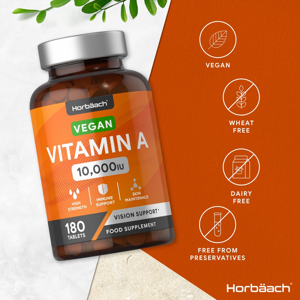 Vitamin A 10,000 IU | Vegan | 180 Tablets