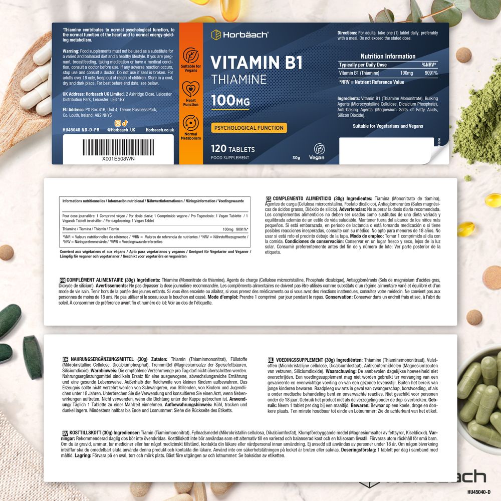 Vitamin B1 Thiamine 100 mg | 120 Tablets