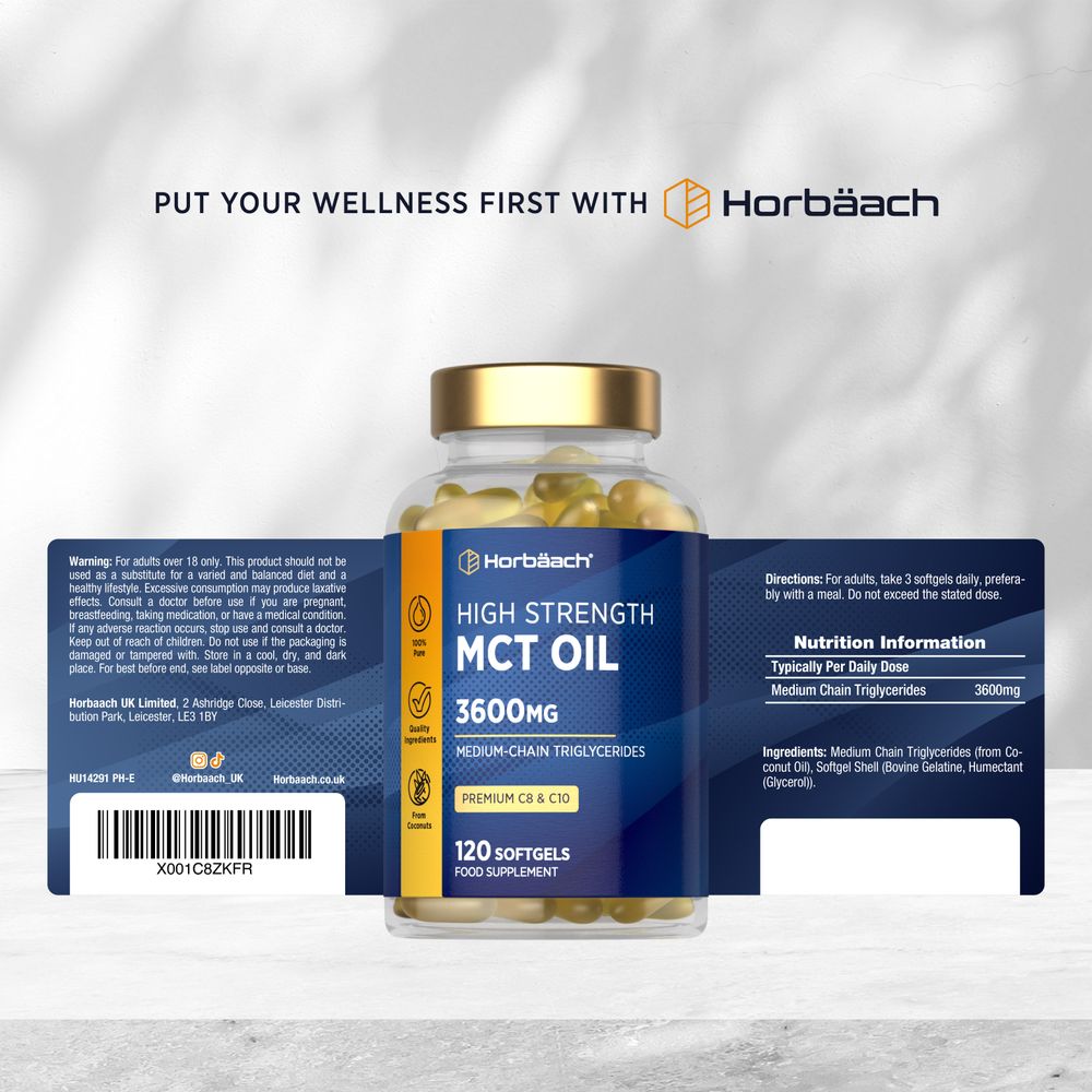 MCT Oil 3600 mg | C8 & C10 | 120 Softgels