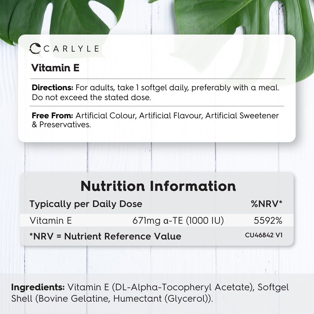 Vitamin E 1000iu | 30 Softgels | By Carlyle