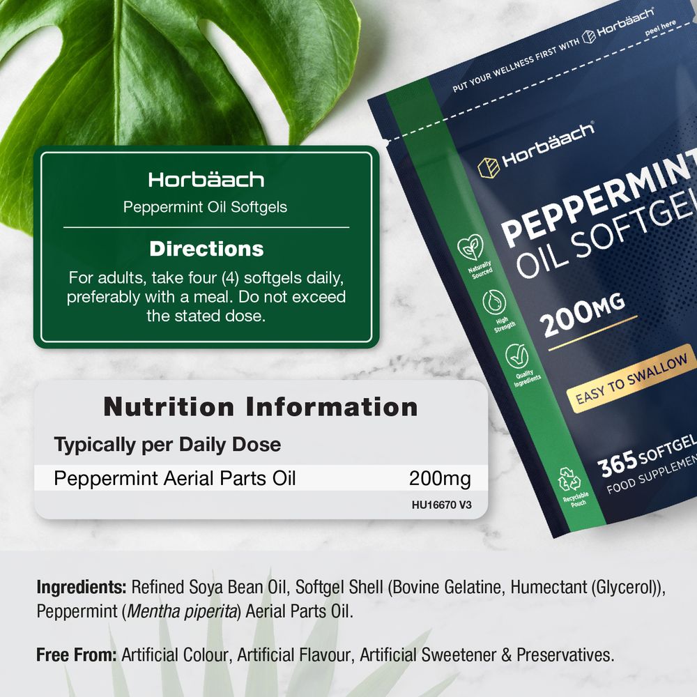 Peppermint Oil 200 mg | 365 Softgels