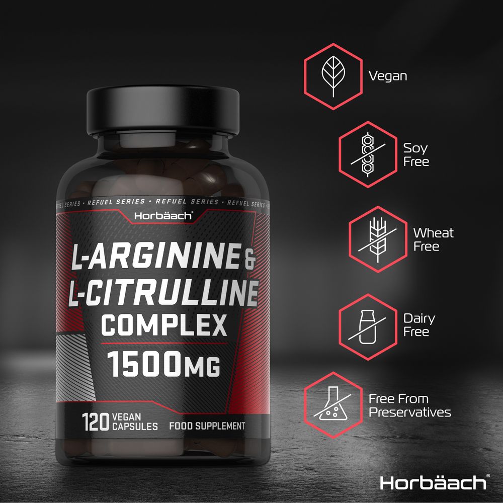 L-Arginine 1000 mg and L-Citrulline 500 mg | 120 Capsules