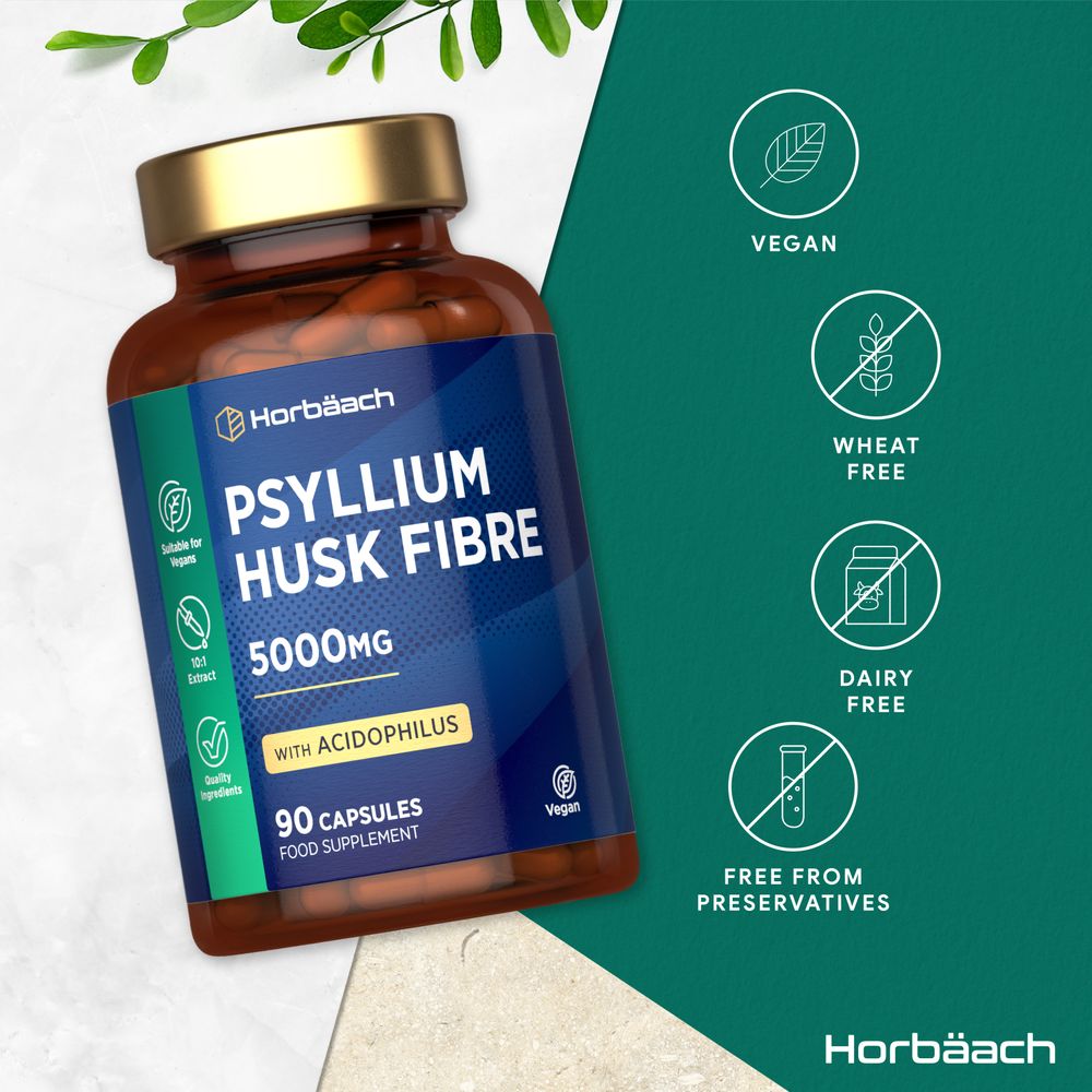 Psyllium Husk with Biotics 5000 mg | 90 Capsules