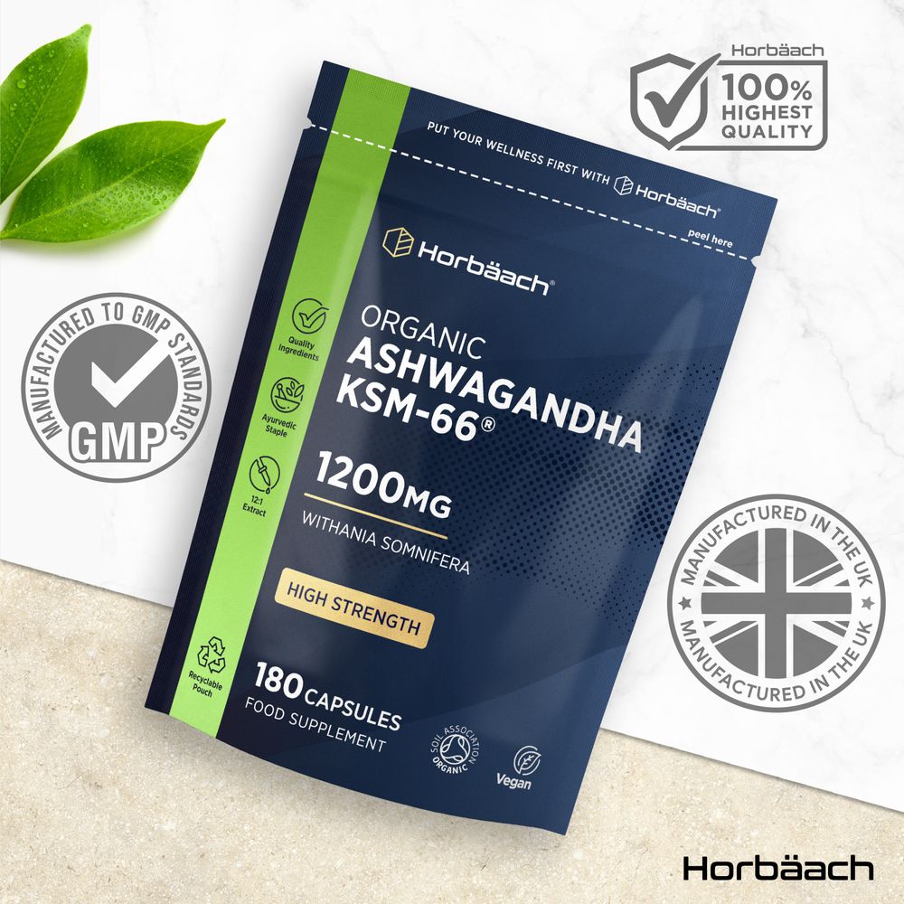Ashwagandha KSM-66 1200 mg | Organic | 120 Capsules