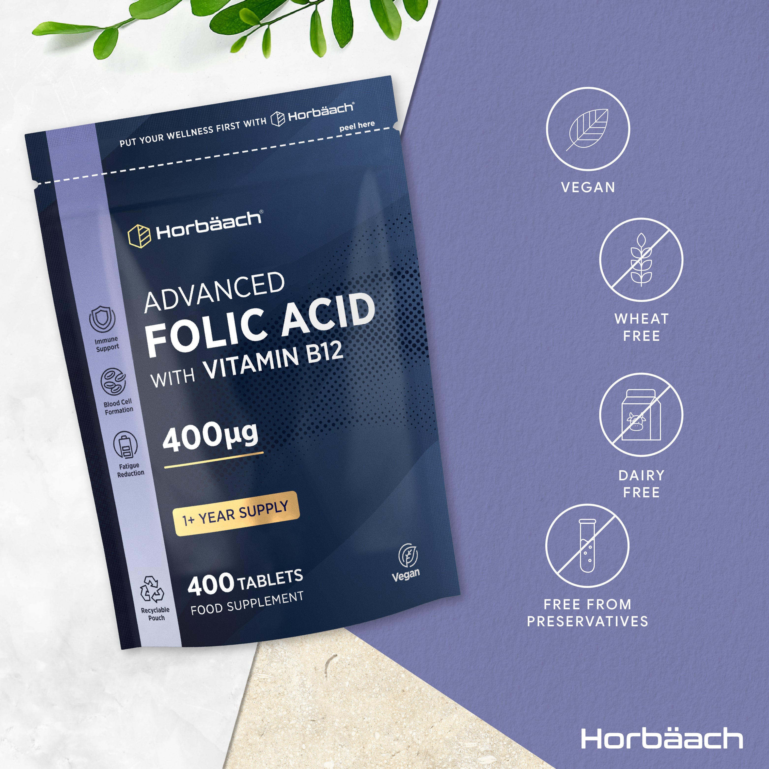 Folic Acid 400 ug with Vitamin B12 | 400 Tablets
