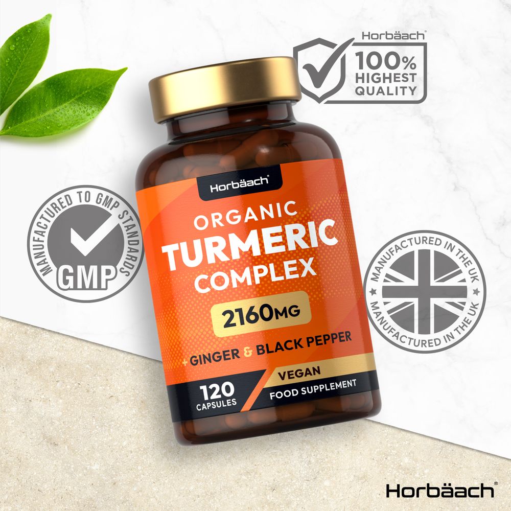 Turmeric Complex with Ginger, Black Pepper 2160 mg | Organic | 120 Capsules