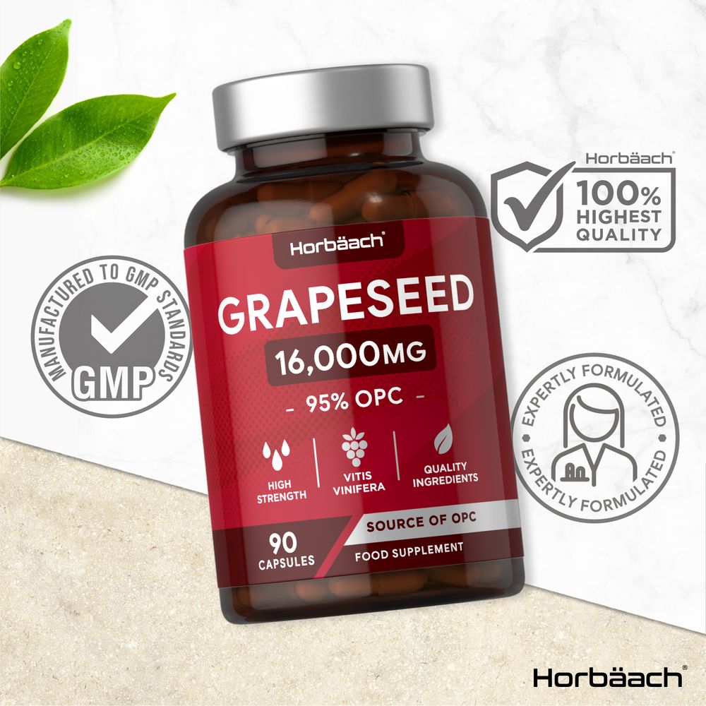 Grape Seed 16,000 mg | 95% OPC | 90 Capsules