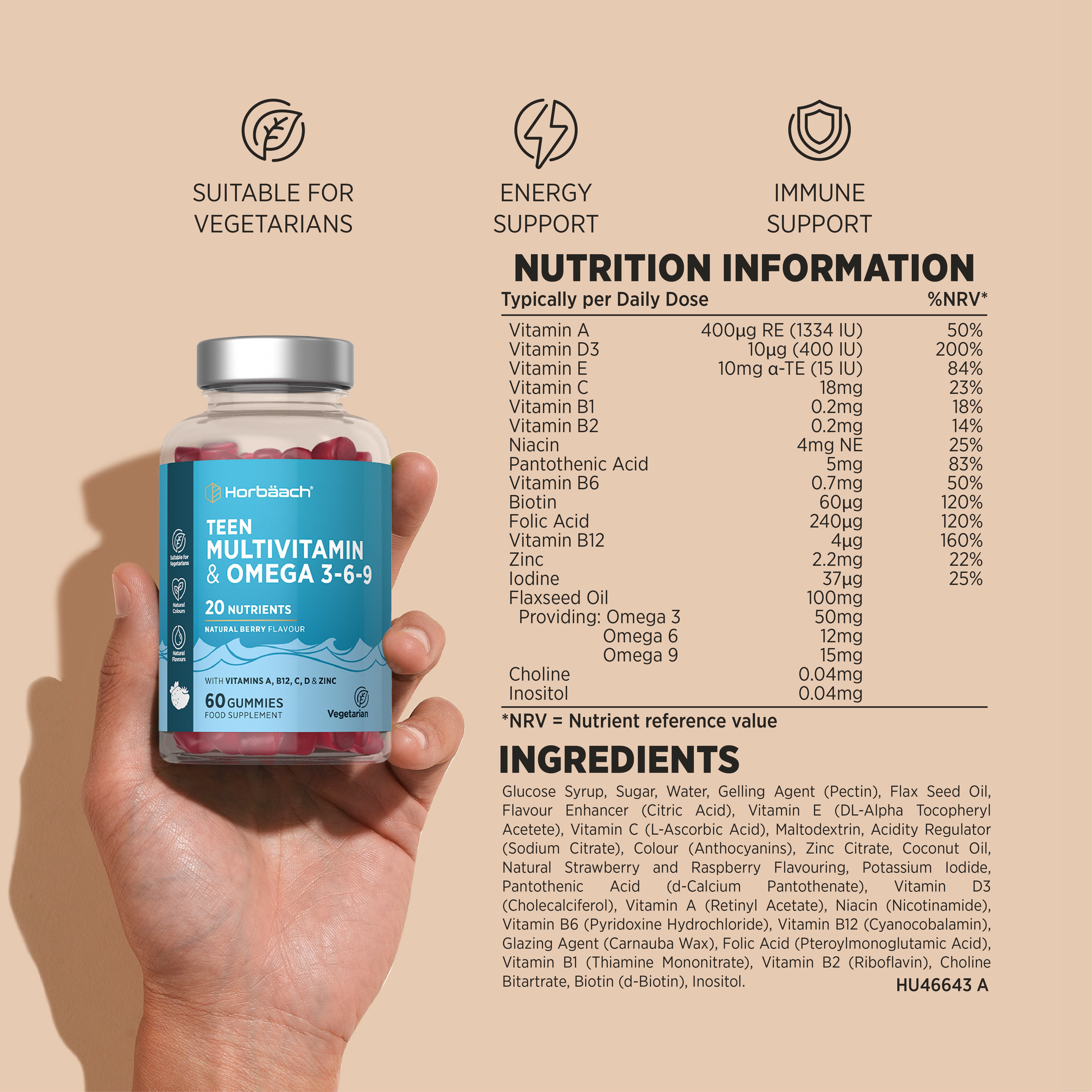 Multivitamin and Omega 369 for Teens | 60 Gummies