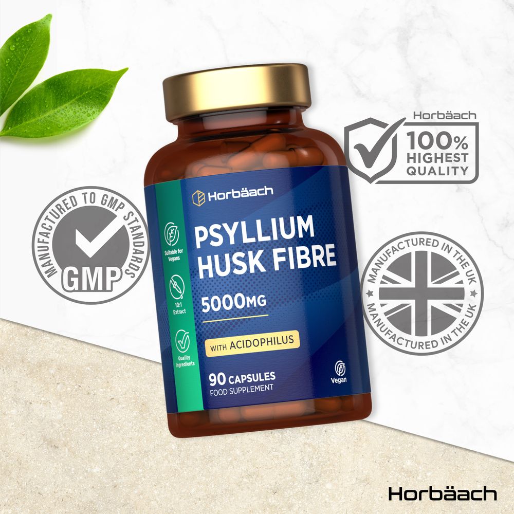 Psyllium Husk with Biotics 5000 mg | 90 Capsules