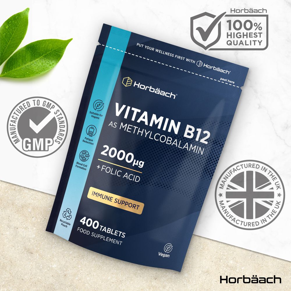 Vitamin B12 2000 mcg with Folic Acid | 400 Tablets
