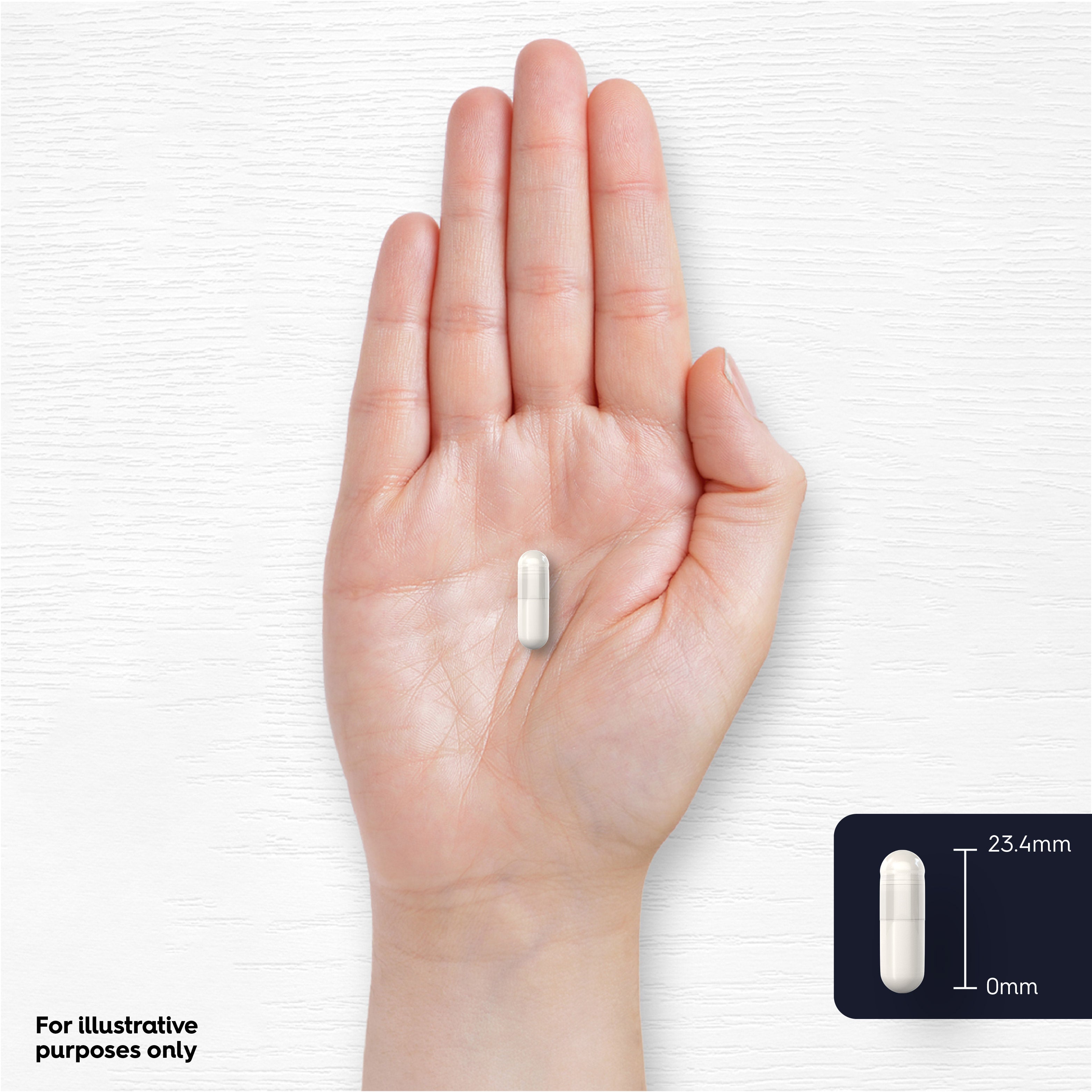A white capsule is 23.4mm long.